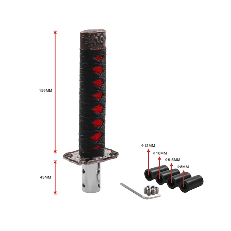 Универсальный самурайский меч переключения передач ручка переключения Катана металл черный+ красный 15 см JDM
