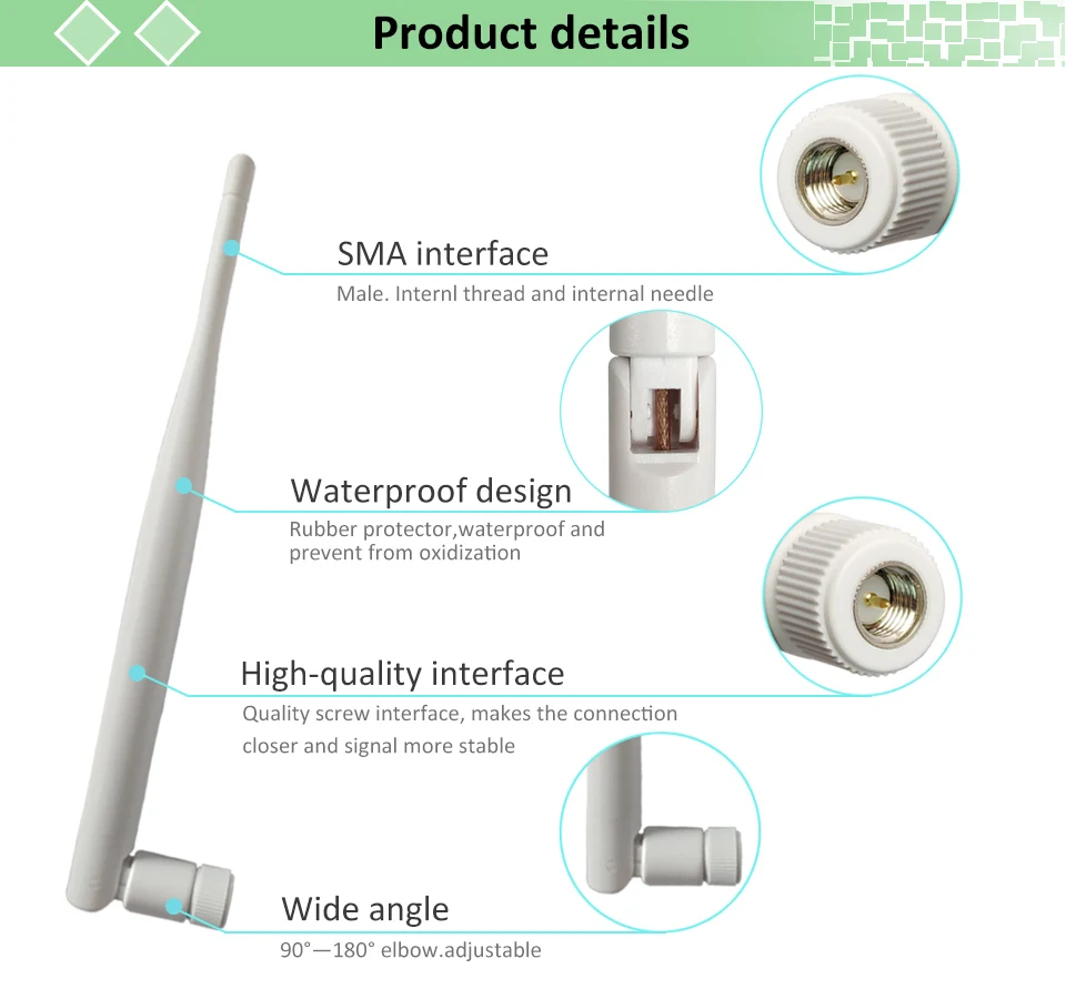 2 шт. 2,4 ГГц антенна Wifi 5dbi SMA разъем Белый 2,4 ГГц antena всенаправленный маршрутизатор Антенна + 21 см RP-SMA мужской косичка кабель