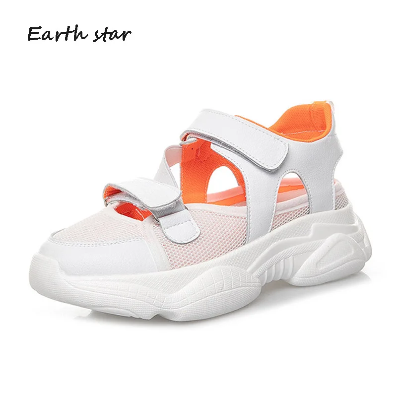 

Casual Shoes Women Chunky Sneakers Platform Sandals sandalias mujer 2019 chaussures femme Ladies White footware Breathable Black