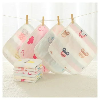 

6layers 25x25cm baby towel 100% cotton muslin towel handkerchiefs wipe towel cotton infant face towel wipe cloth edge covered