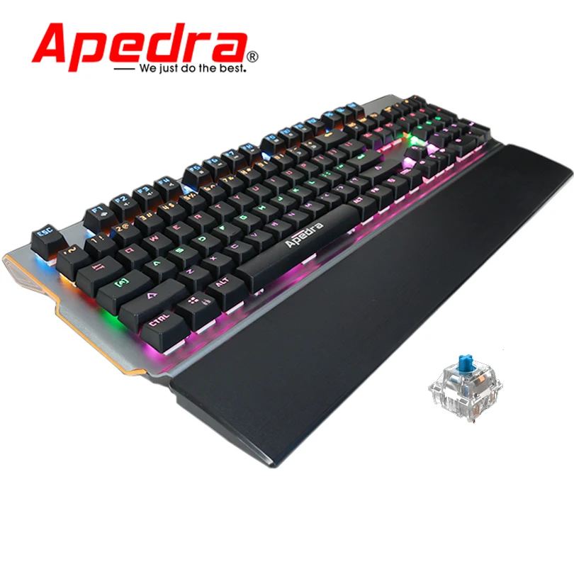 online Apedra MKX90 104 Tecla do Teclado Mecânico Azul RGB Mudar LED Retroiluminado USB Wired Keyboard Gaming para PC Laptop Desktop
