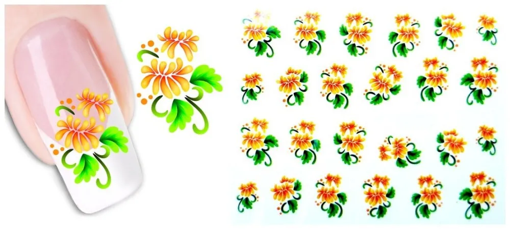 50 листов, красивые наклейки для ногтей, переводные наклейки с водой, цветок, сделай сам, французские наклейки для ногтей, смешанные стили, XF1051-1100