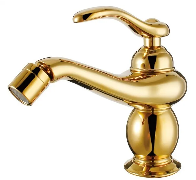 Free shipping GOLD PVD clour single hole bathroom bidet faucet mixer
