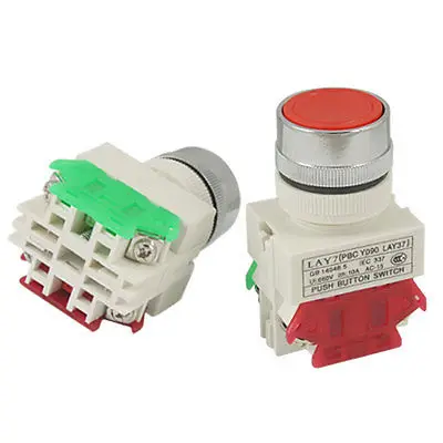 

2pcs x Red Sign Ignition Momentary Push Button Switch 22mm 7/8" 1 N/O 1 N/C