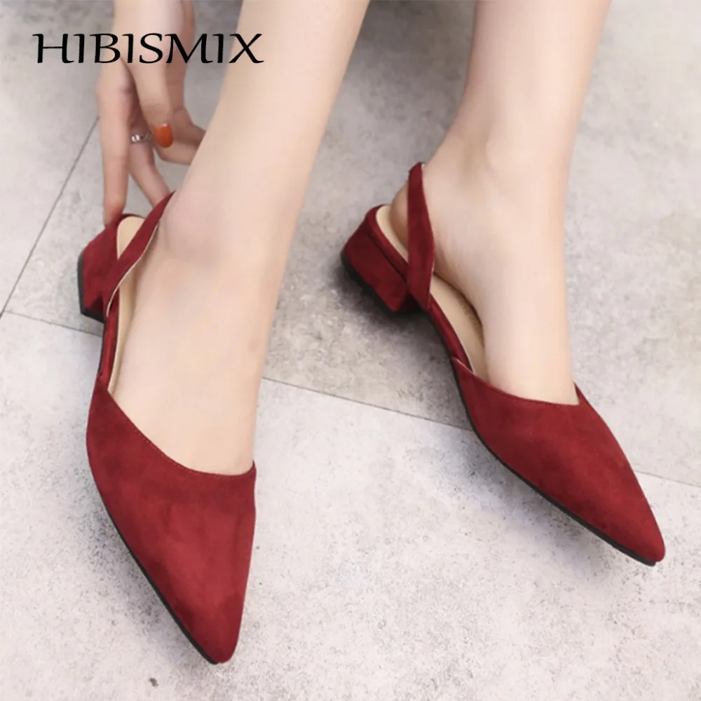 

HIBISMIX Women Pointed Toe Flats Summer Casual Slip On Flock Shoes Ladies Shallow Slingbacks Fashion Women's Dress Shoes 1269