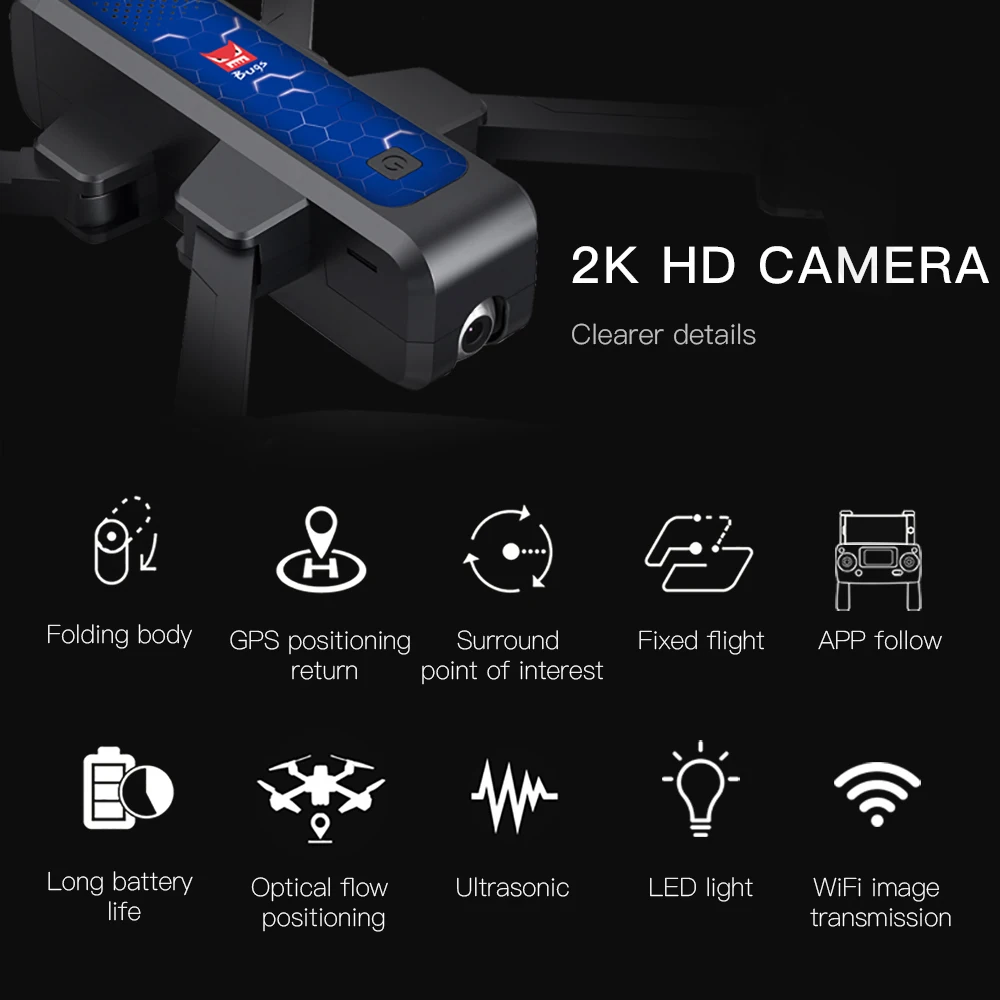 MJX Bugs 4 Вт GPS беспилотные летательные аппараты с Камера 2K 5G Wi Fi FPV оптическим