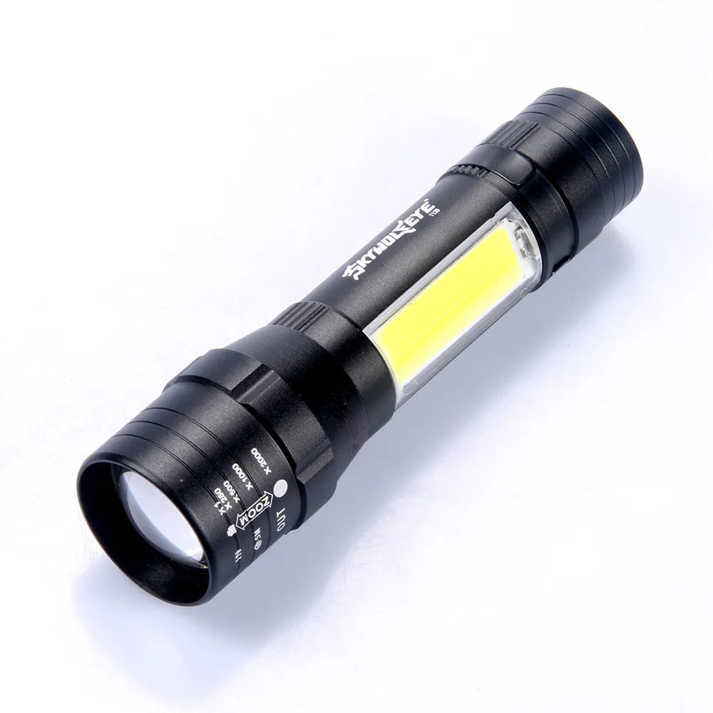 T6+COB 4-Modes Usb Rechargeable LED Flashlight Torch Bright Flashlight Torch Aluminum Alloy 18650 or Usb Charging Hand Light