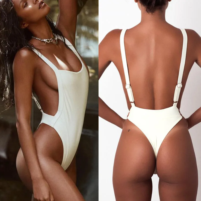 

2019 Strap Back Sexy One Piece Swimsuit Female Swimwear Women Bathing Suit Swim Wear Monokini Female Swimsuit