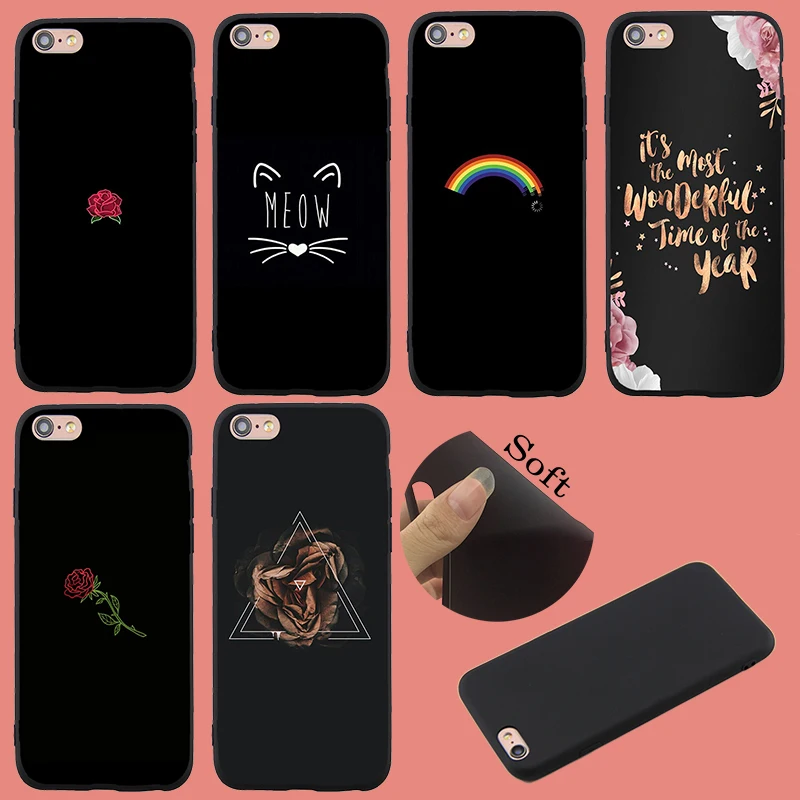 

Spring Lemon For iphone 7 Case NEW Cute MEOW Rose Flower Rainbow Soft TPU Case For iPHONE 7PLUS 6 6S 5S SE 8 8PLUS X XR XS MAX
