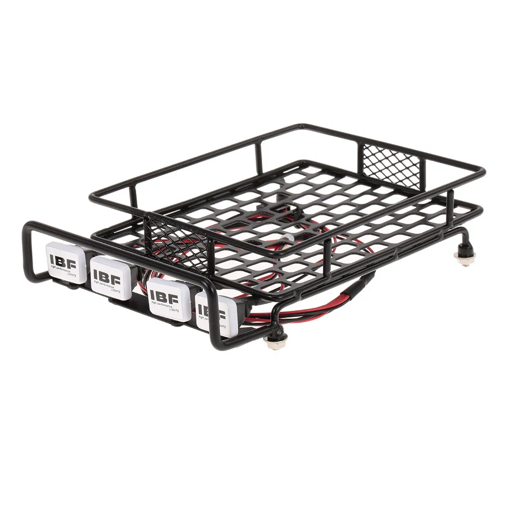 

RC Car Parts Roof Rack Luggage Carrier with LEDLight Bar for 1/10 RC Crawler Axial SCX10 D90 110 Traxxas TRX-4 Tamiya HSP