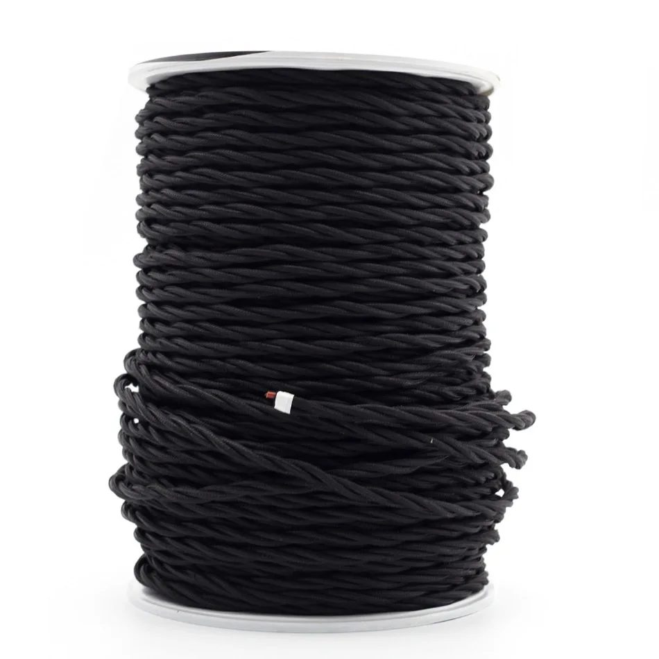 1 метр черная трехжильная витая пара 2*0,75 мм медная проволока плетеная электрическая винтажная лампочка эдисона декоративные стальные тросы