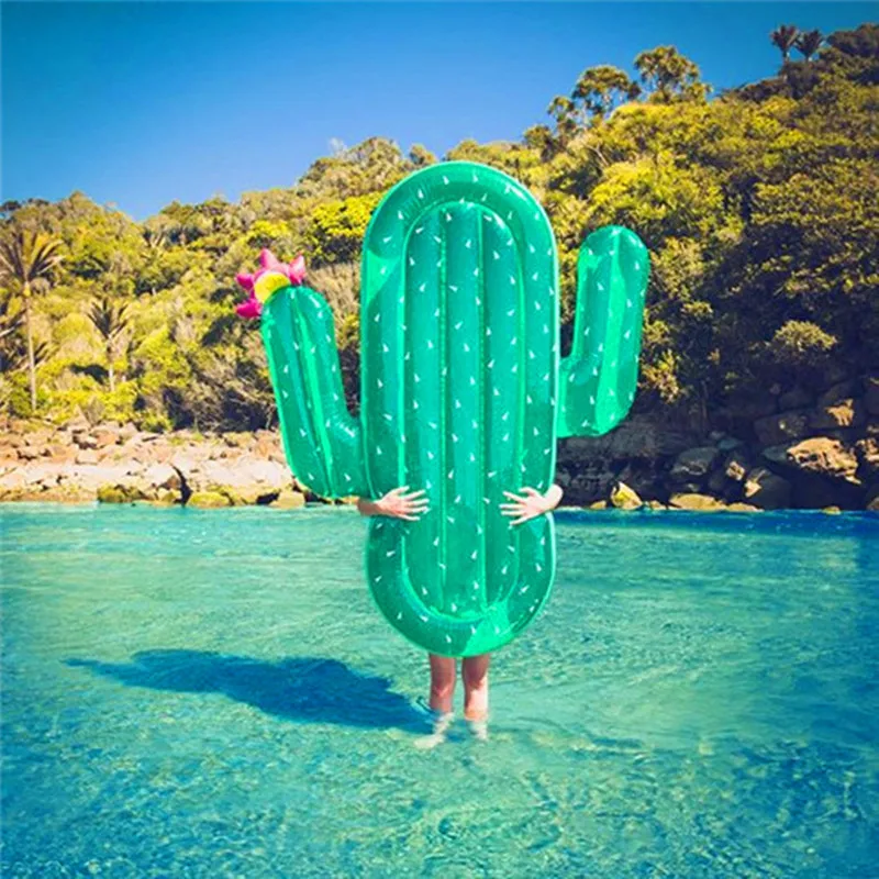 

180*145*20cm Gaint Green Cactus Float Inflatable Lie-on Pool Float Pads Swim Mattress Swimming Pool Floating Row Ins Hot New
