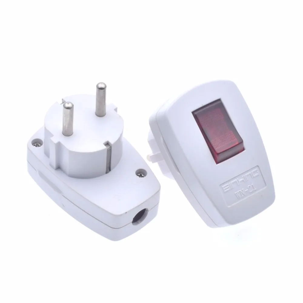 

Schuko Germany Type F Rewireable Power Plug 250V 10 Amp W/ LED Indicator Detachable Power Switch Plug