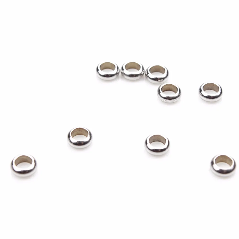 

50pcs/lot 2*5mm Silver Tone 316L Stainless Steel Spacer Beads Round Spacer Beads for DIY Jewelry Making Findings & Accessories