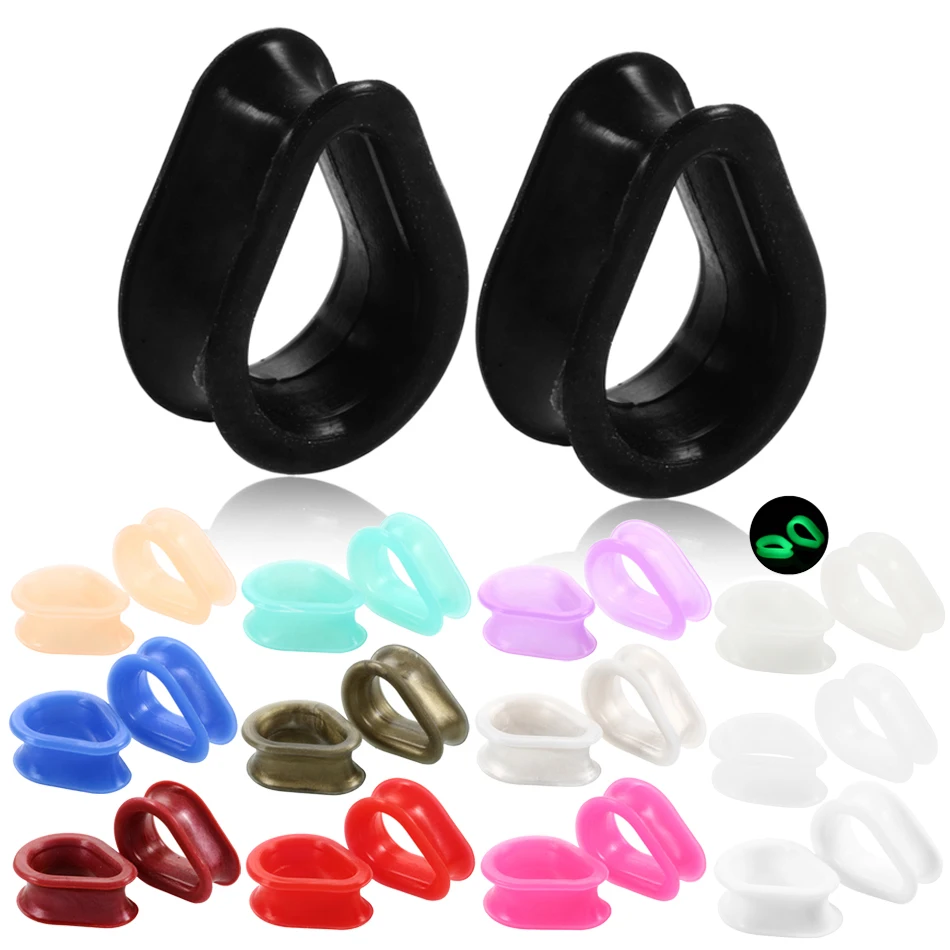 

2Pcs Silicone Water Drop Double Flared Flesh Tunnel Ear Gauges Women Ear Stretchers Plugs Earring Expander Body Piercing Jewelry