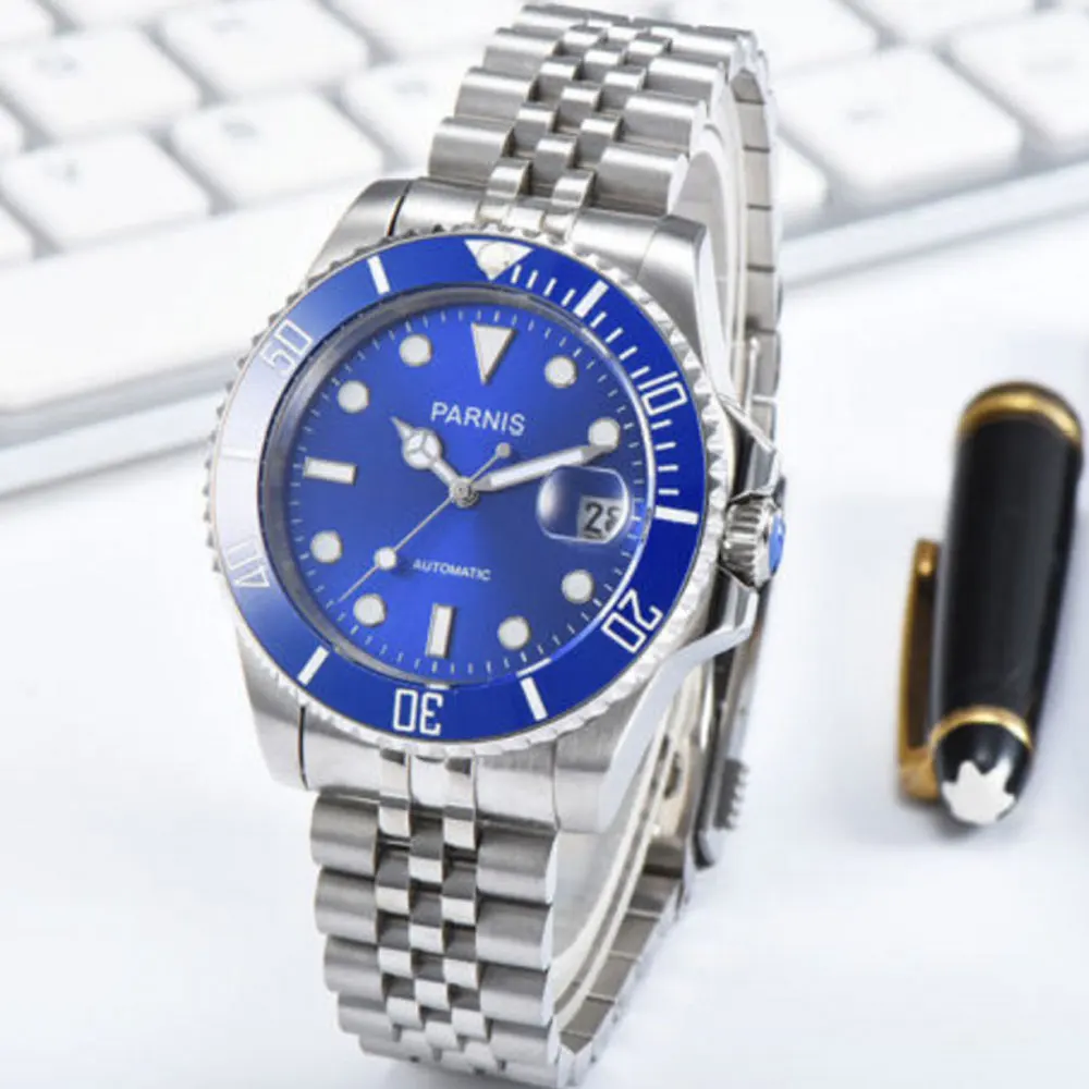 40mm Parnis Watch Mechanical Sapphire Crystal Casual Stainless steel Miyota 8215 Men's Automatic Wa