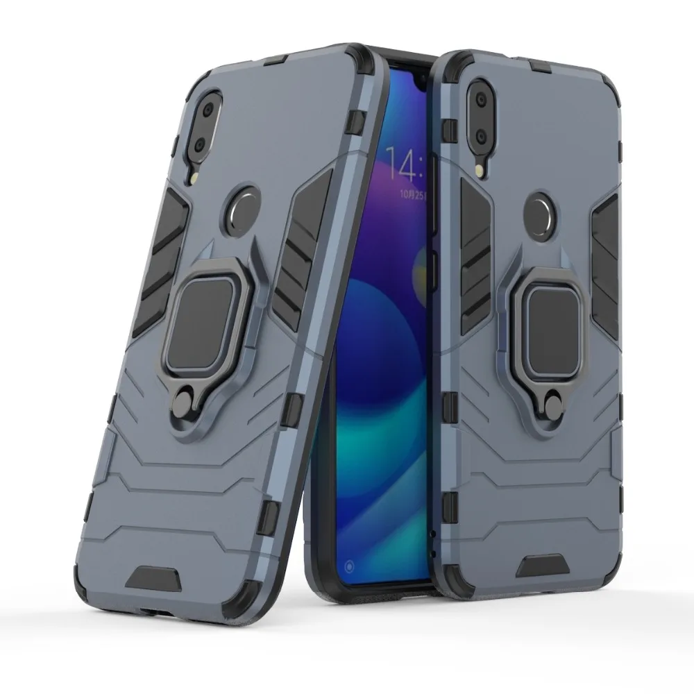 

For Xiaomi Pocophone Poco F1 Case Shockproof Silicone Protective Hard TPU Back Cover Finger Ring For Xiaomi Mi Play Case