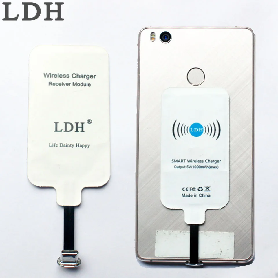 LDH универсальное Qi Беспроводное зарядное устройство приемник зарядка катушка Micro USB/type C адаптер для iphone 7 7S 5S 5G SE 6 6S Plus type-C