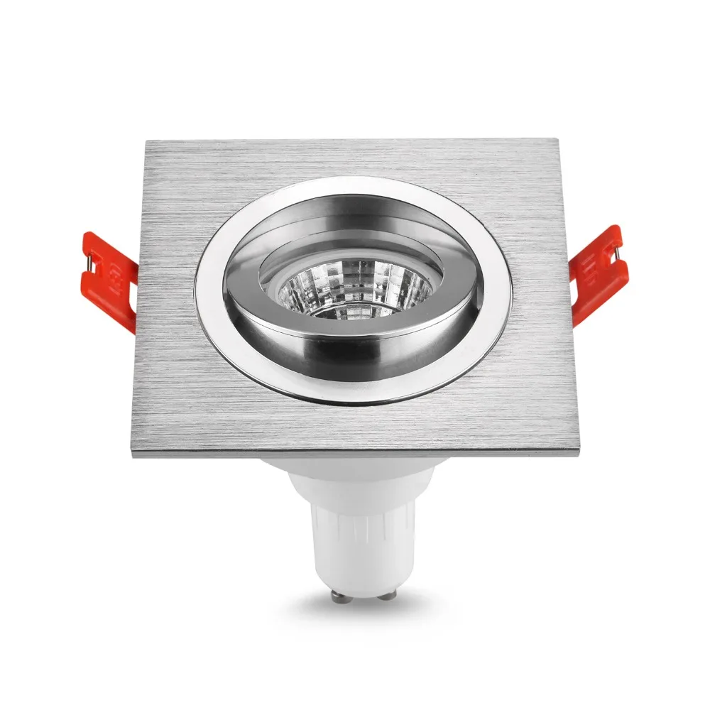 Factory Sale Aluminum Square Adjustable Silver Recessed LED Halogen Bulbs Down Light Frame MR16 GU10 LED Spotlights Fixtures