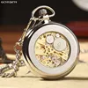 Luxury Silver Skeleton Mechacnical Hand-winding Mens Pocket Watch with FOB Chain 2017 Hot Smooth Steel Women Unisex Pocket Watch ► Photo 2/6