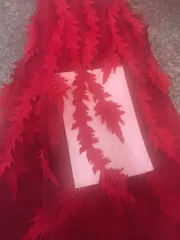 

Fashion Bridal Net Lace Fabric 3D Flower Fabric High Quality red Lace Fabric 2017 High Quality Tulle Lace FABRIC MY652