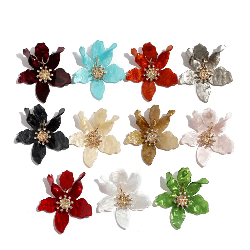 

Korean Fashion Jewelry Acrylic Flower Earrings for Women Rendering Petal-shaped Resin Earrings Female Simple Wild Drop Earings
