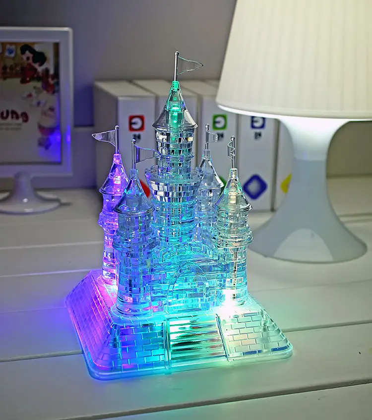 3D Сборка хрустальный замок пазл Музыкальная мозаика с красивым светильник