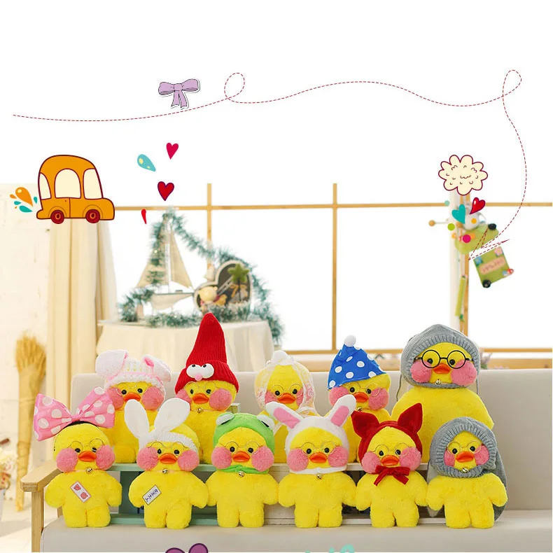 LaLafanfan 30cm Kawaii Yellow Duck Plush Toy Cute Small Duck Stuffed Doll Soft Animal Dolls Kids Toys Birthday Gift for Children