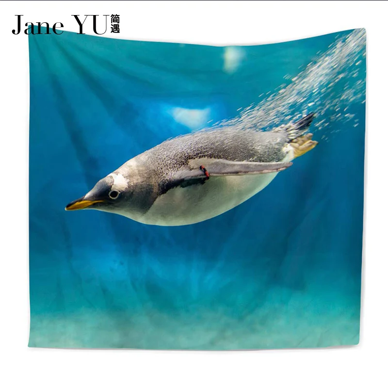 

JaneYU 6 Colors Penguin Pattern Tapestry Decoration Tapestry Wall Hanging Hippie Throw Bohemian Bedspread Cover Set Tapestries