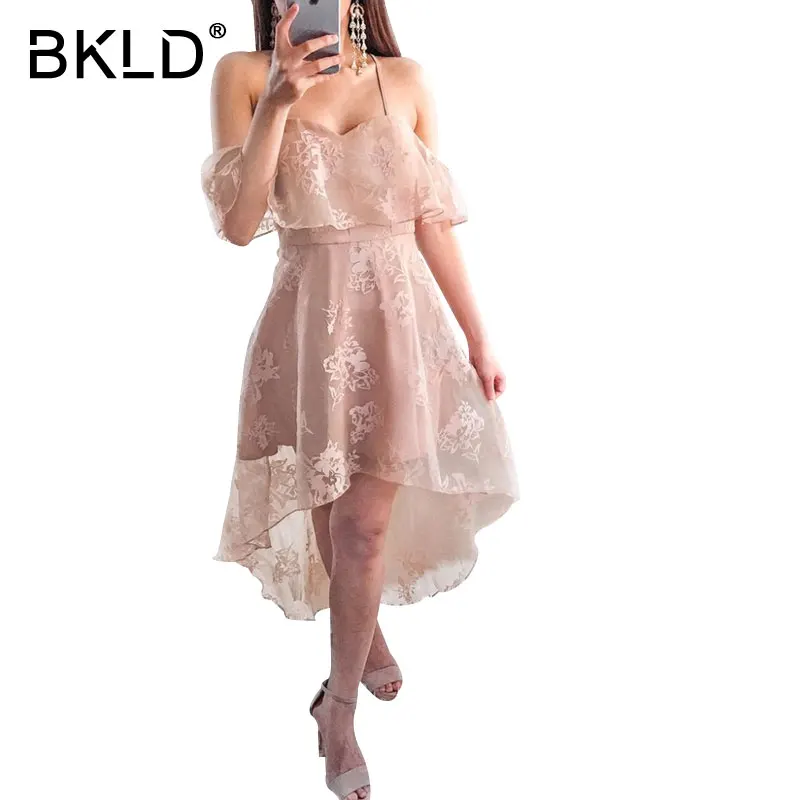 BKLD женское повседневное сексуальное платье с открытыми плечами цветочное