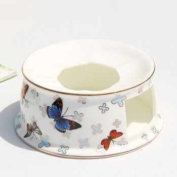

Butterfly Gold Inlay European Afternoon Black Tea Ceramic Bone China Porcelain Warm Tea Coffee Stove Furnace Heating Base