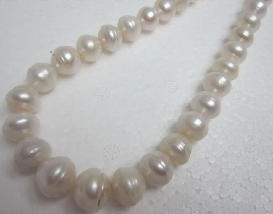 

fastCHARMING 12-14MM NATURAL WHITE AKOYA BAROQUE PEARL NECKLACE 17" 14KGP YELLOW CLASP