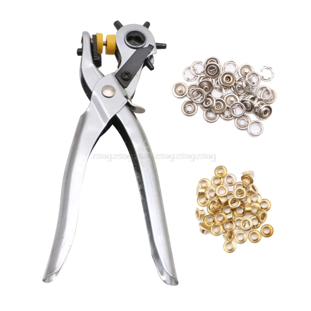 

New Leather Holes Punch Pliers Tool Heavy Duty Revolving Belt Hand Pliers Eyelet use for Leather, Paper, Plastic F21 19