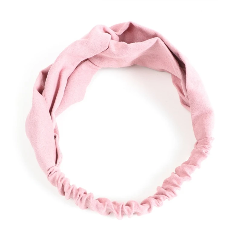 

KLV Women Spring Suede Headband Bohemian Vintage Cross Knot Elastic Hairband Girls Hair Accessories