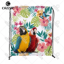 Тропический акварельный цветок алый Ара шаблон индивидуальный принт нейлон ткань шнурок рюкзак подарочный