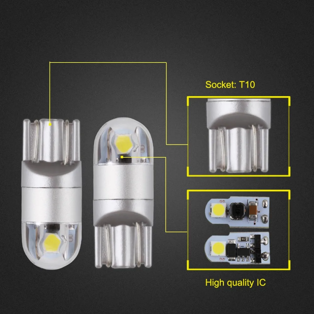 10x T10 W5W Светодиодная лампа 3030 SMD сигнал поворота номерного знака светильник для чтения 6000K белый красный желтый синий 12V автомобильная лампа автоматические светодиоды светильник s