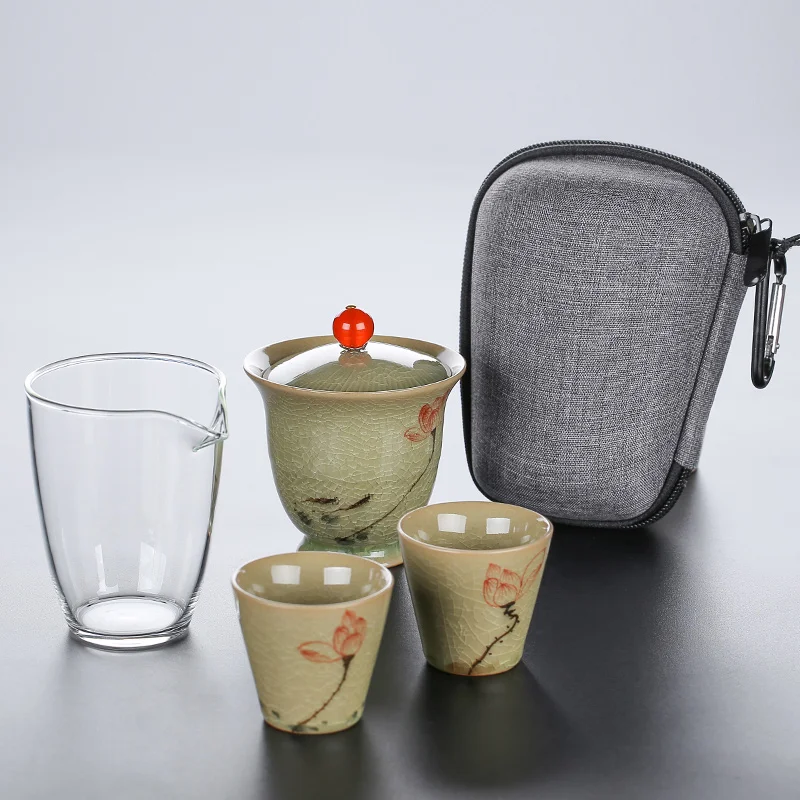 TANGPIN керамический чайник gaiwan чайные чашки Портативный чайный набор для путешествия с дорожная сумка - Цвет: Style C