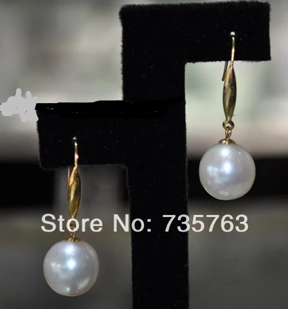

xiuli 00179 10-11mm round white Cultured pearl Earring 14KGP Gold Hook