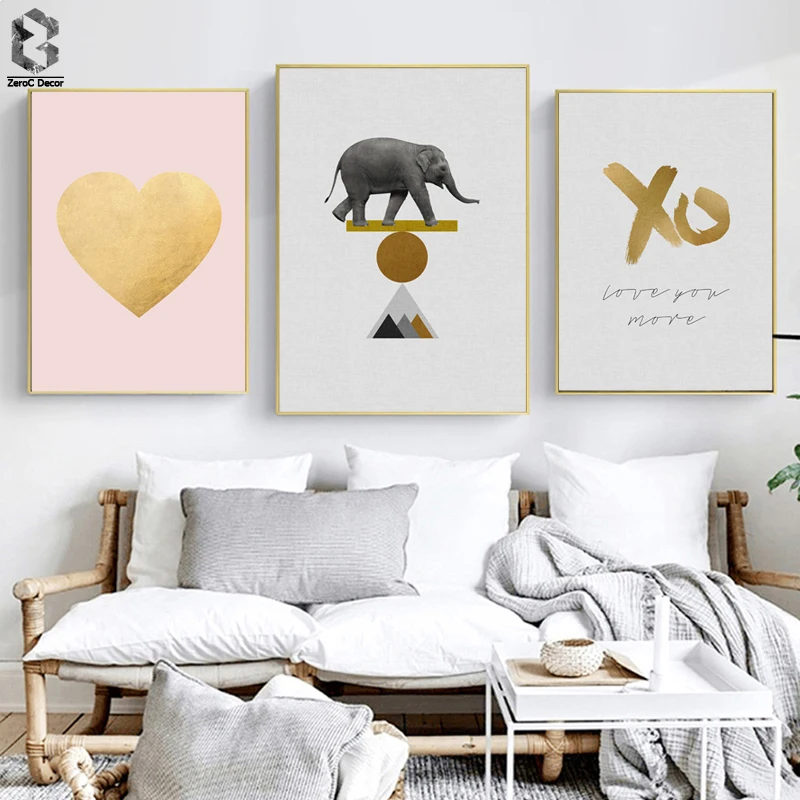 

Scandinavian Living Room Decor Heard Elephant Poster Canvas Painting Animal Pictures Nordic Wall Art Print and Poster
