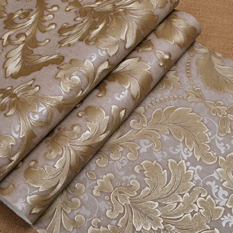 Luxury Floral Metallic Damask Vinyl Wallpaper