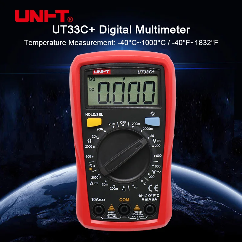 UNI T UT33C + цифровой мультиметр с автоматическим выбором диапазона ладони Размеры AC