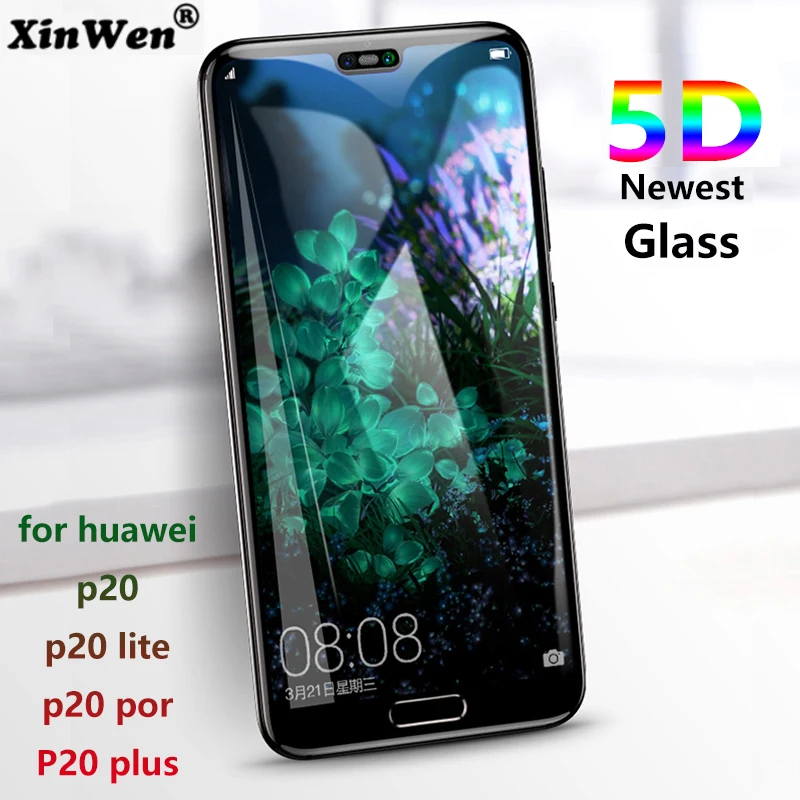 

XinWen Newest 5d 360 Curved screen Tempered Glass for huawei p20 lite pro nova 3e p 20 plus p20lite Film Glass Full Cover 9h 3d