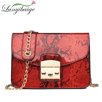 

Fashion Women Snake pattern Leather Chain Messenger Bag Handbag Ladies Shoulder Crossbody Bags Woman Purse Bolsos Mujer 2019