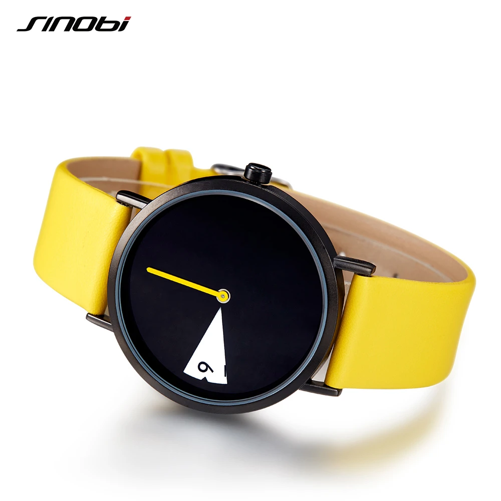 Sinobi женские часы, креативные наручные часы, женские часы, вращающиеся, желтые, кожаный ремешок, наручные часы, часы Montres Femme Reloj Mujer