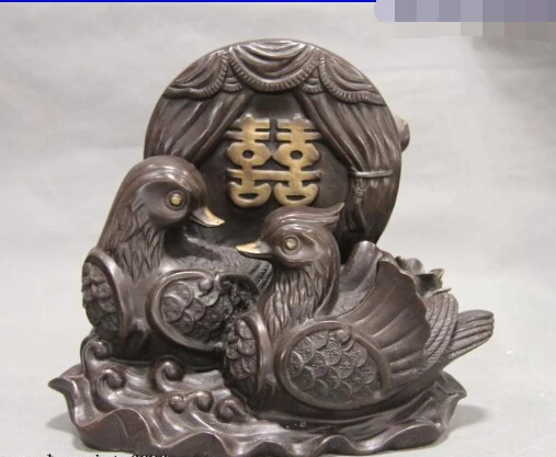 

8 Elegant Chinese Copper Bronze Feng shui wedding Duad Mandarin duck Bird Statue