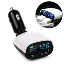 Monitor de voltaje del coche-cargador para iphone 5 6 6 s plus ipad samsung tablet chargeruniversal 2.4a dual usb car charger adapter + 1.0a