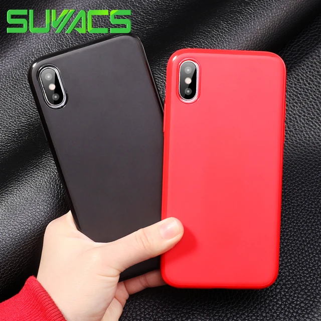 Best Offers SUYACS Plain Anti-knock Adsorption Features TPU Soft Case For iPhone XS MAX XR X 6 6S 7 8 Plus Protector Phone Cases Coque Gift