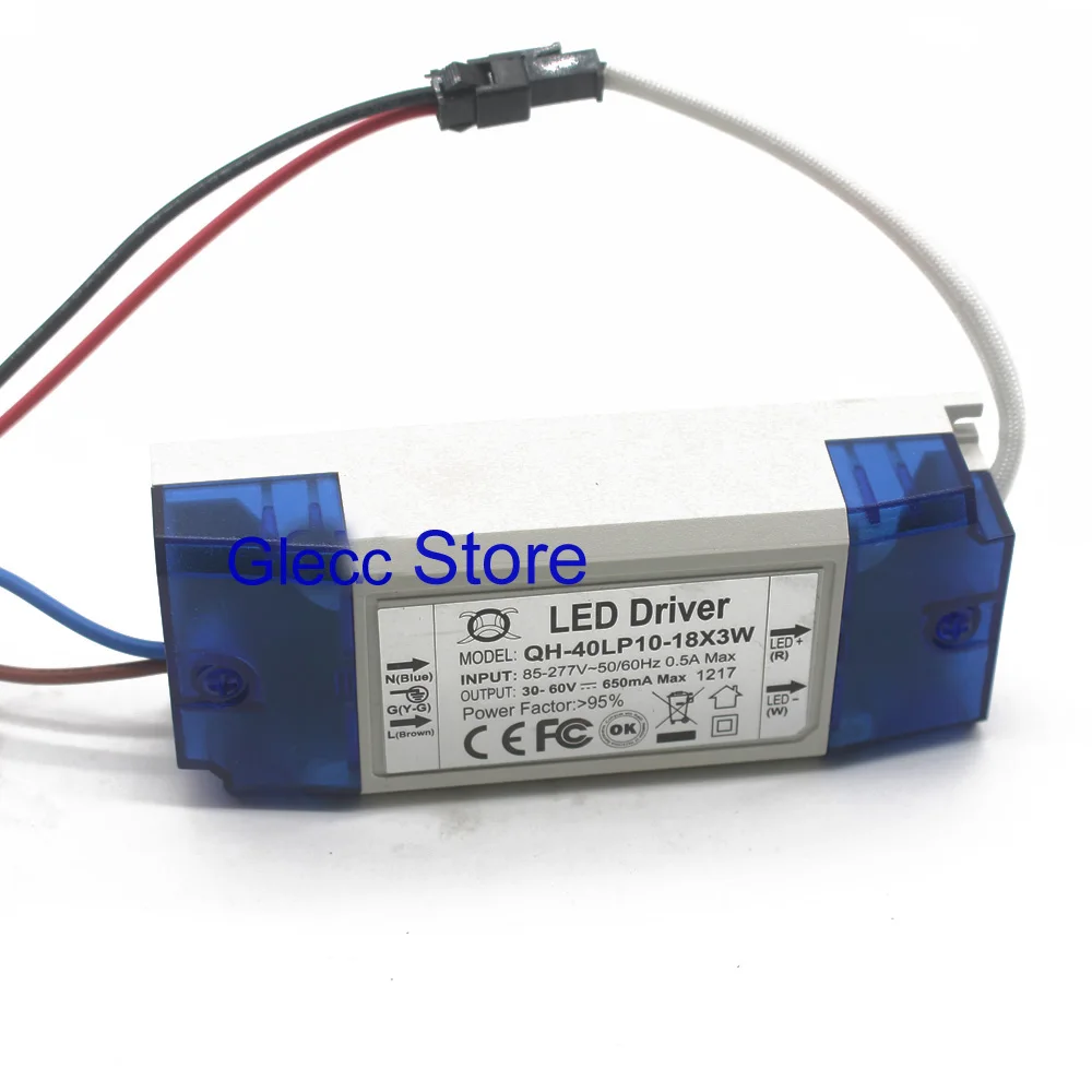 1 2 5 10 штук 30 Вт 40 светодиодный драйвер Мощность поставить 18x3W 650mA DC30 60V постоянный