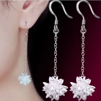 

Fashion zircon simple small fresh long ice earrings long section