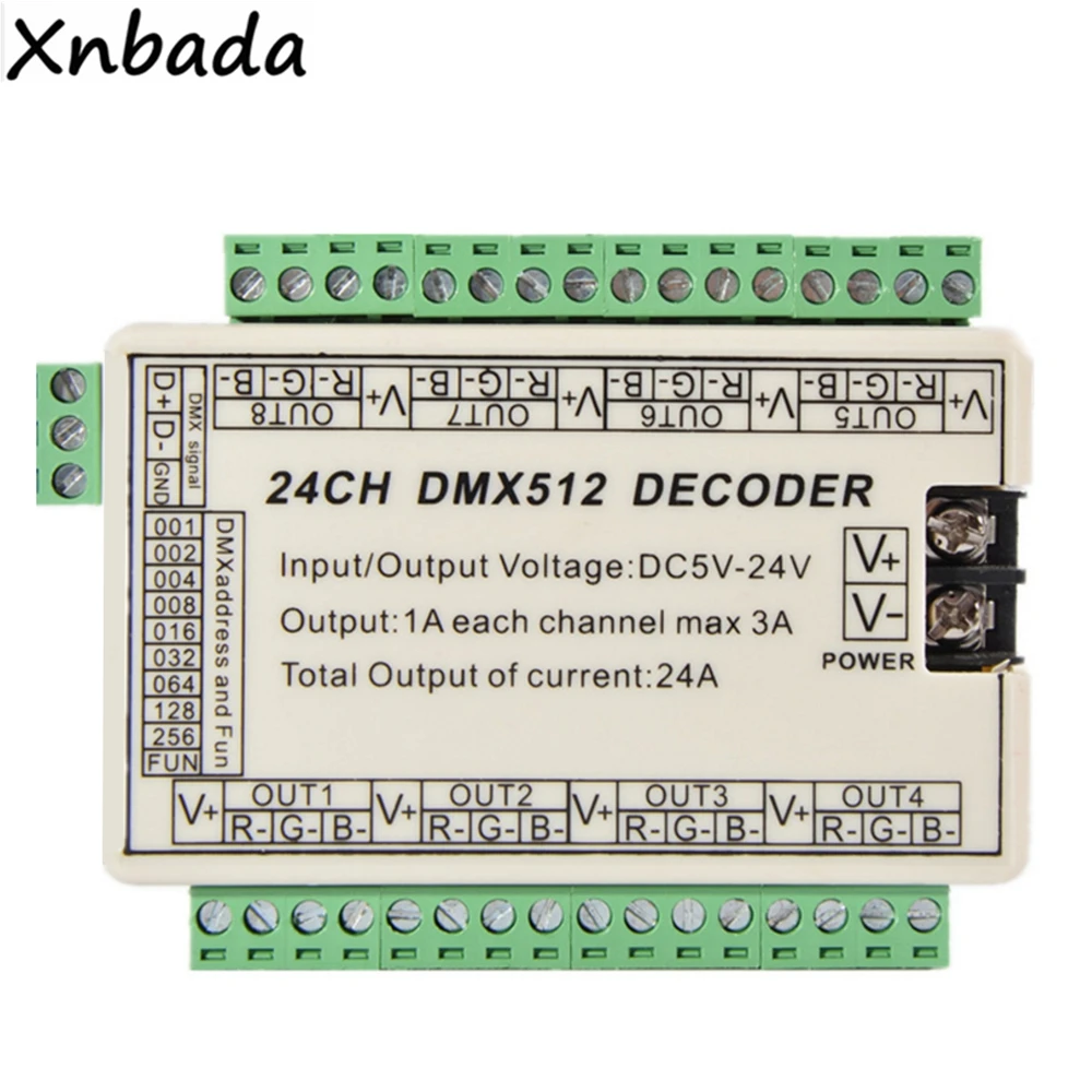 24CH DMX512 RGB светодиодный контроллер декодер для светильник Модуль DC12 24V|led controller|dmx512